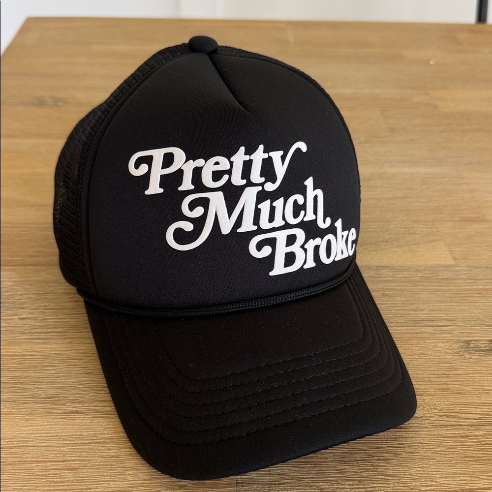 Black Trucker Hat with White Text